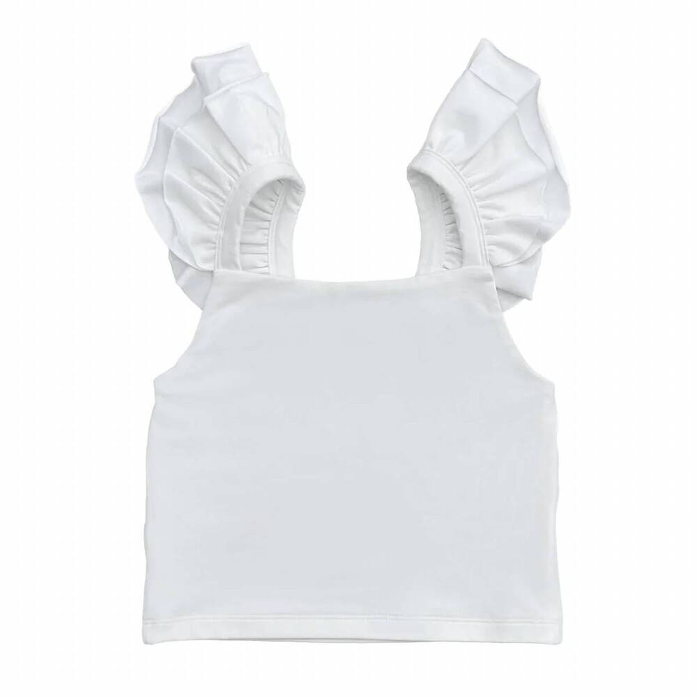 NEW LITTLE OLIN kids' ruffled tank top in white